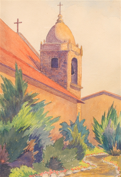 Watercolor California Mission,