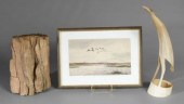 Watercolor, carved horn, booke