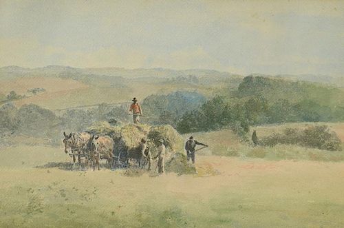 WATERCOLOR FARMING SCENE,