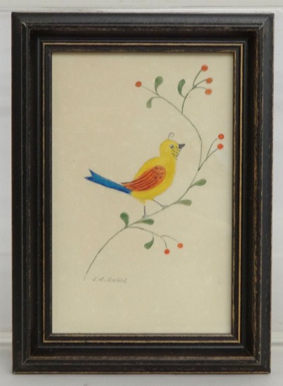 Watercolor ''Folk Art Bird'' by