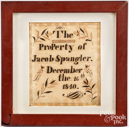 WATERCOLOR FRAKTUR BOOKPLATE FOR