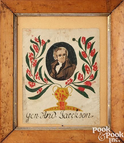 WATERCOLOR FRAKTUR DRAWING 19TH
