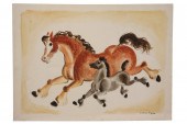 WATERCOLOR - Frolicking Mare a