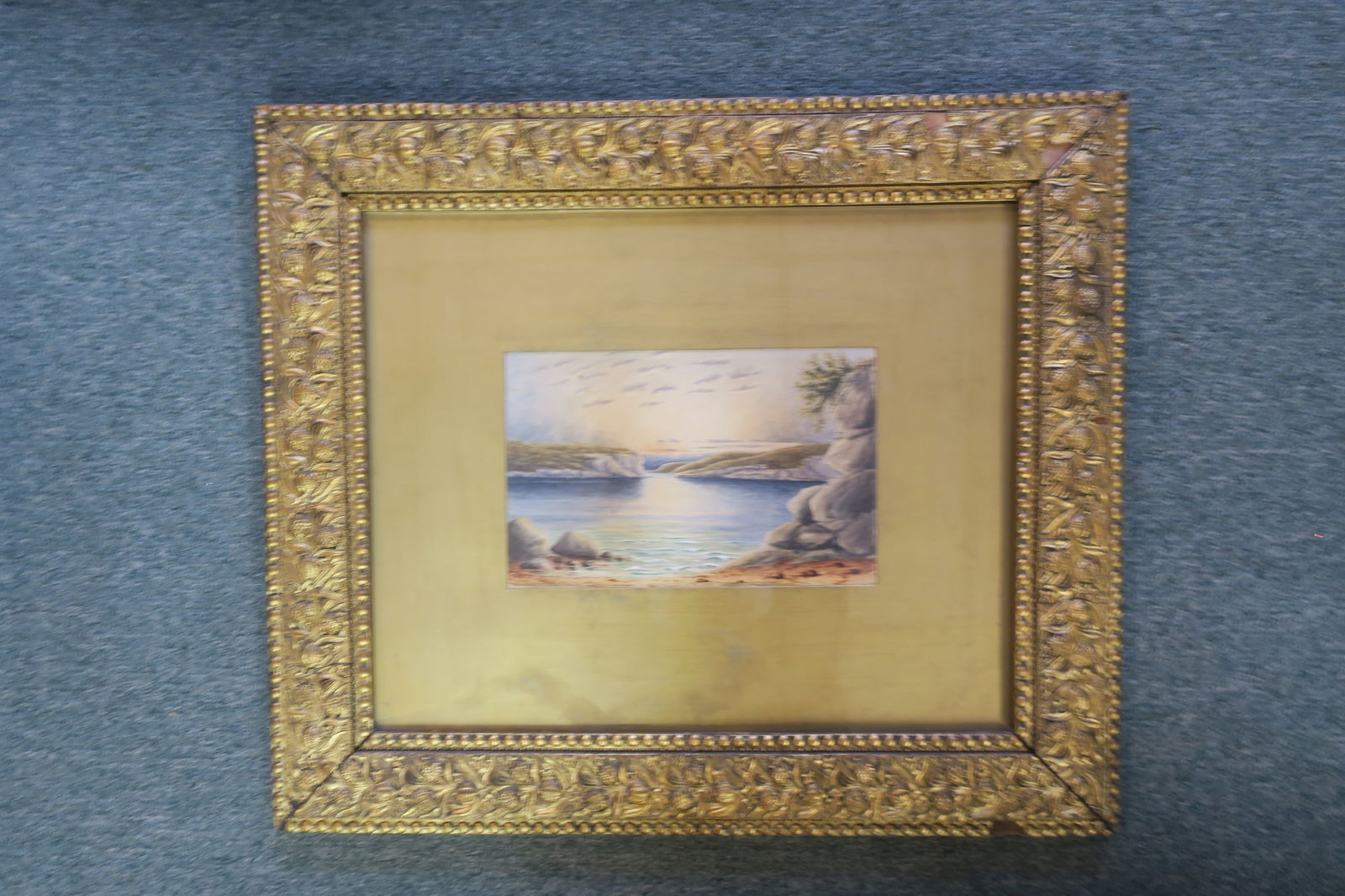 WATERCOLOR LANDSCAPE IN ORNATE GOLD