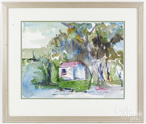 WATERCOLOR LANDSCAPE OF A WATERSIDE