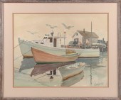 WATERCOLOR OF A DOCK SCENE 20T