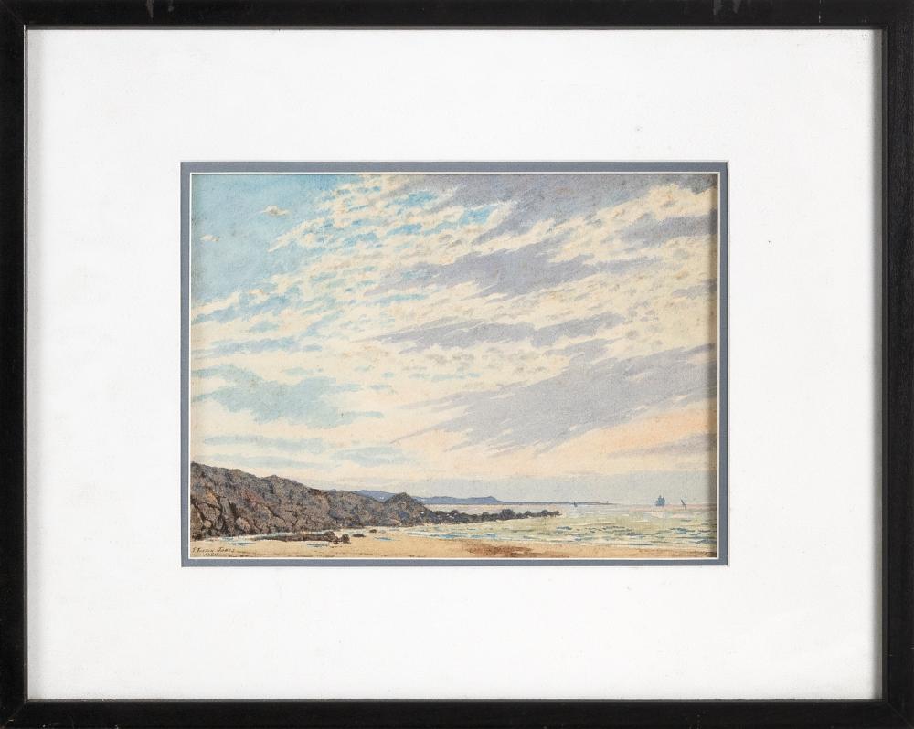 WATERCOLOR OF A ROCKY COASTLINE