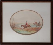 Watercolor of foxhunters takin