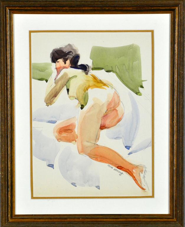 Watercolor of Resting Nude by