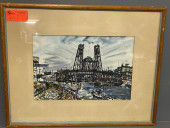 WATERCOLOR OF TUG BOAT IN HARB