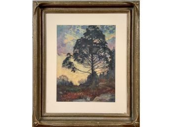 Watercolor on paper of tree in