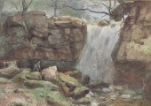 WATERCOLOR ON PAPER, WATERFALL
