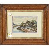 WATERCOLOR, RIVERSIDE COTTAGE