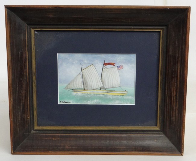 Watercolor sailboat signed