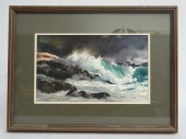 Watercolor seascape signed ''L
