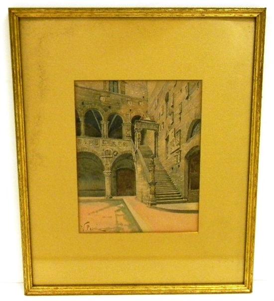 Watercolor showing view of