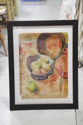WATERCOLOR STILL LIFE. Signed