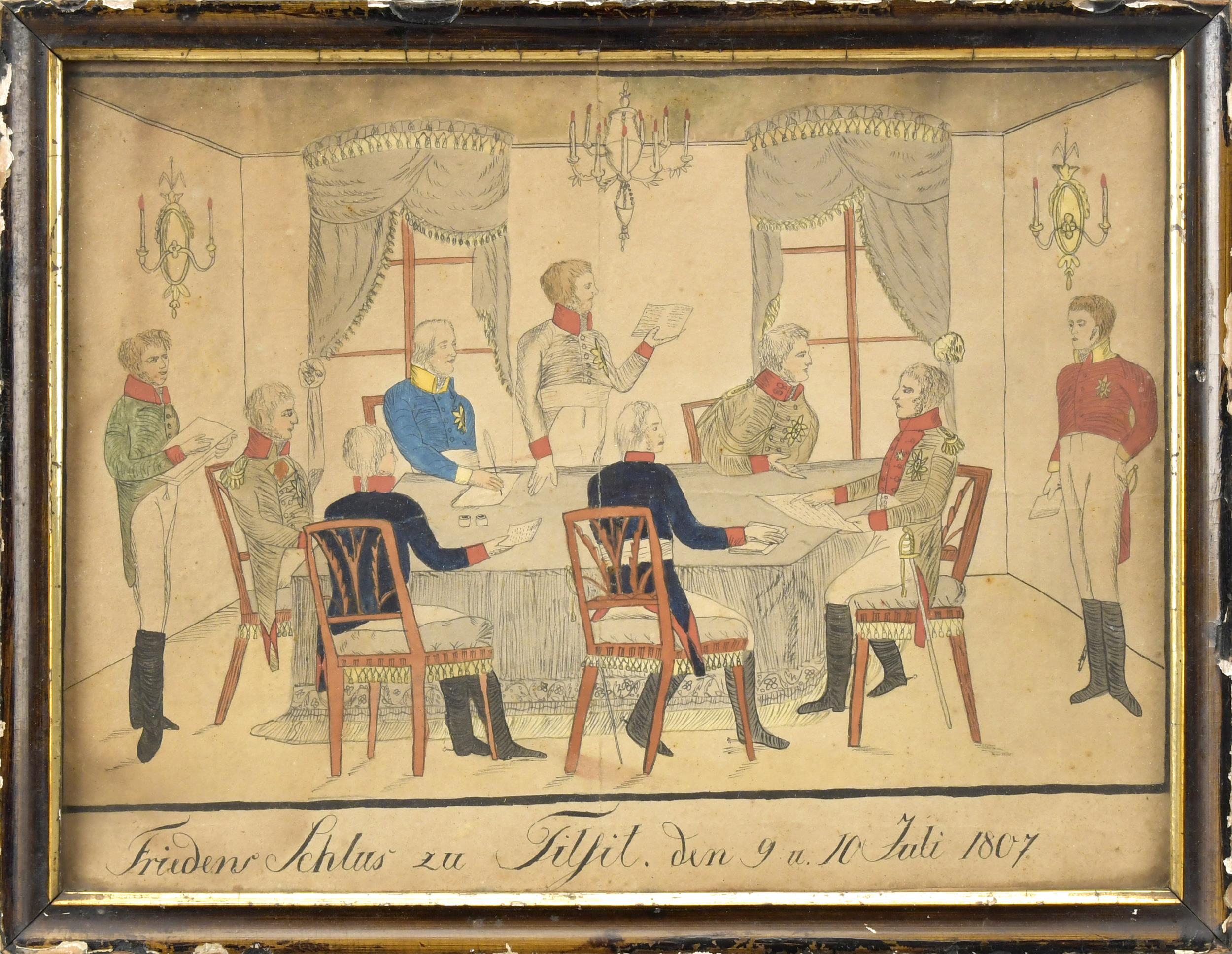 WATERCOLOR, THE PEACE OF TILSIT,