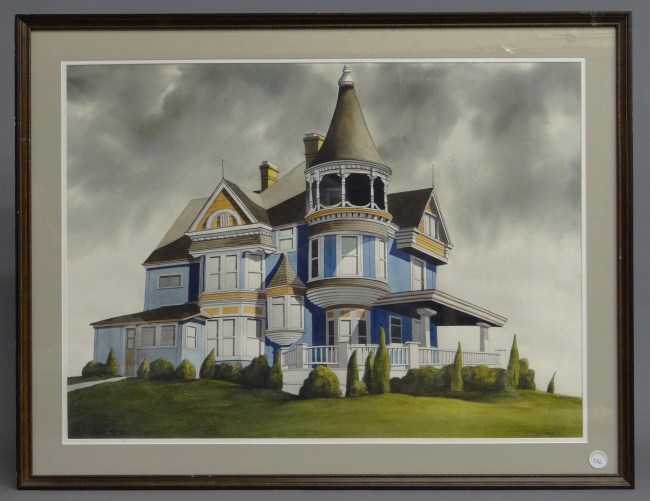 Watercolor Victorian house in