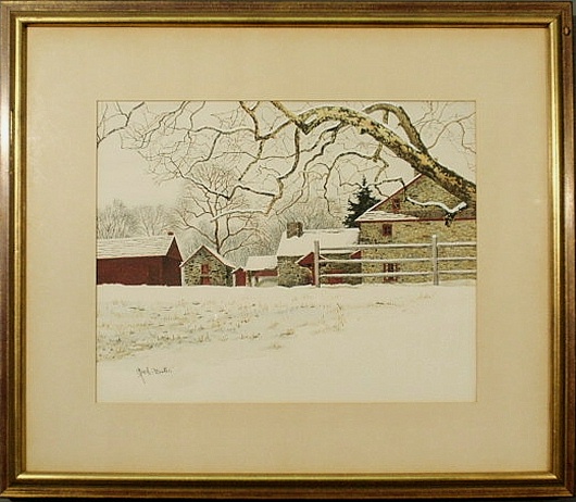 Watercolor winter landscape