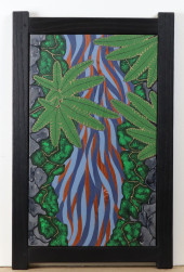 WATERFALL  ACRYLICS ON CEDAR W