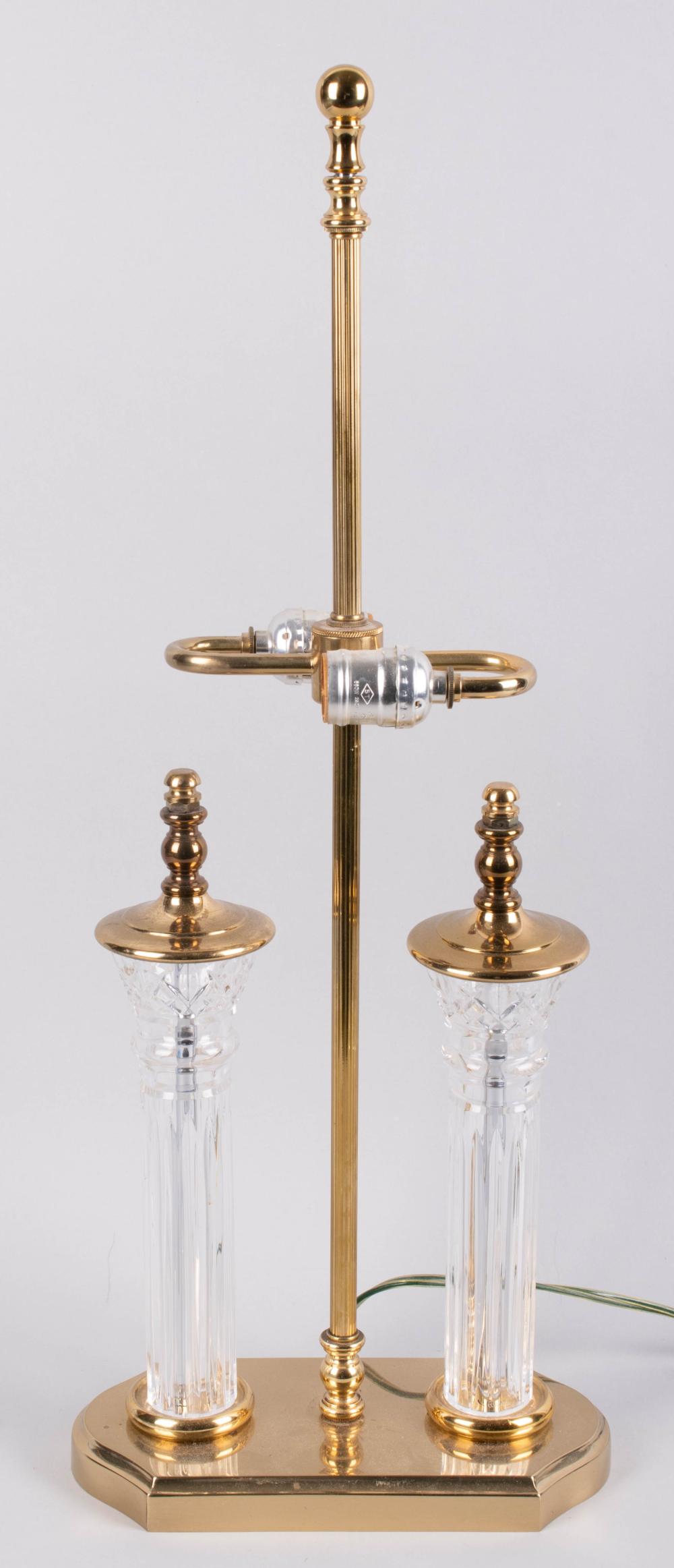 WATERFORD AND BRASS TABLE LAMP 25