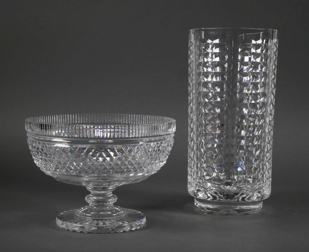 WATERFORD CRYSTAL VASE & FOOTED