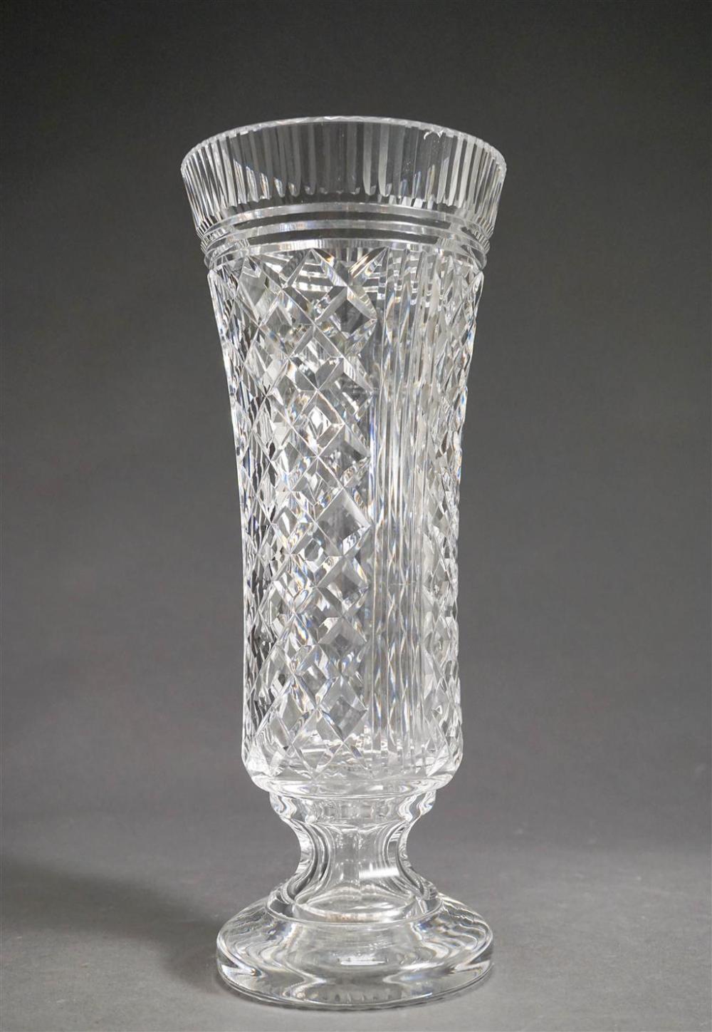 WATERFORD CUT CRYSTAL TALL VASE, H: