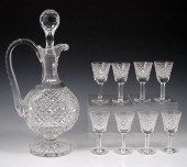 WATERFORD DECANTER AND 8 CORDI