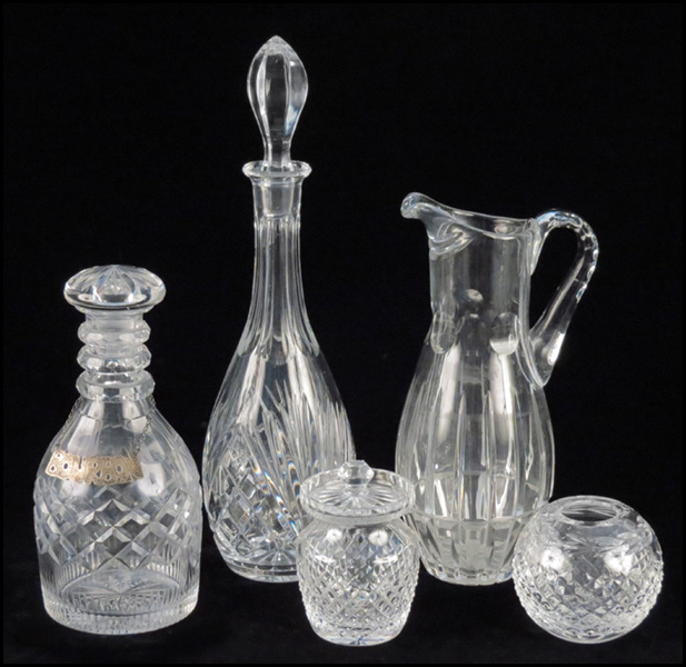 WATERFORD GLASS JAM JAR AND VESSEL.