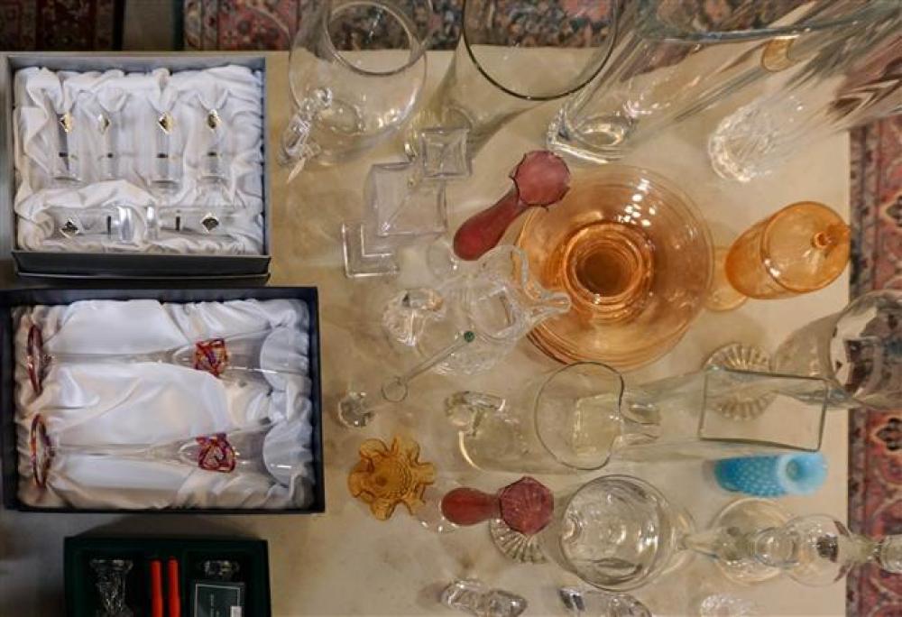 WATERFORD PITCHER, TWO CORDIALS,