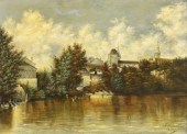 WATERFRONT OIL PAINTING SIGNED