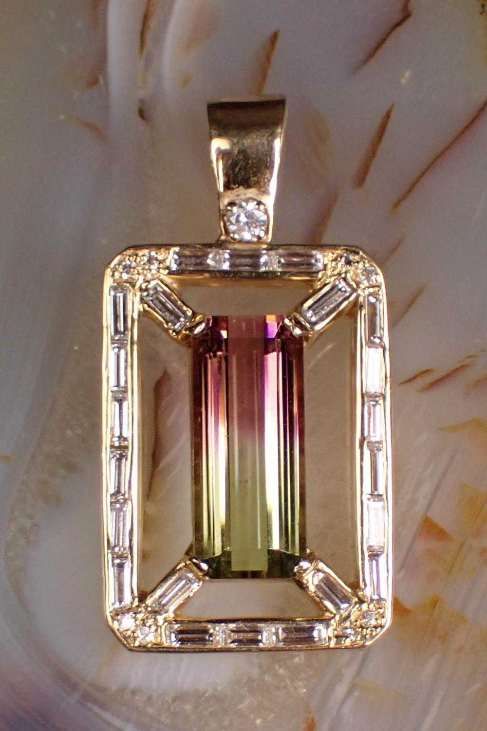 WATERMELON TOURMALINE, DIAMOND