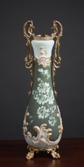 WAVE CREST GLASS FOOTED VASE,