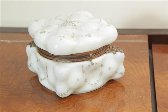 WAVECREST DRESSER BOX. Milk glass