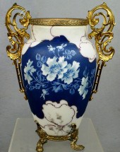Wavecrest vase with blue and w