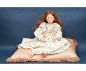 Wax over porcelain art doll by
