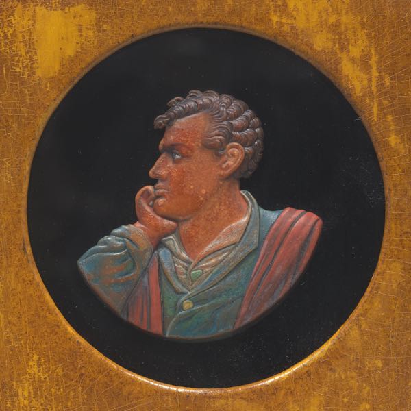 WAX PORTRAIT OF LORD BYRON, CA.