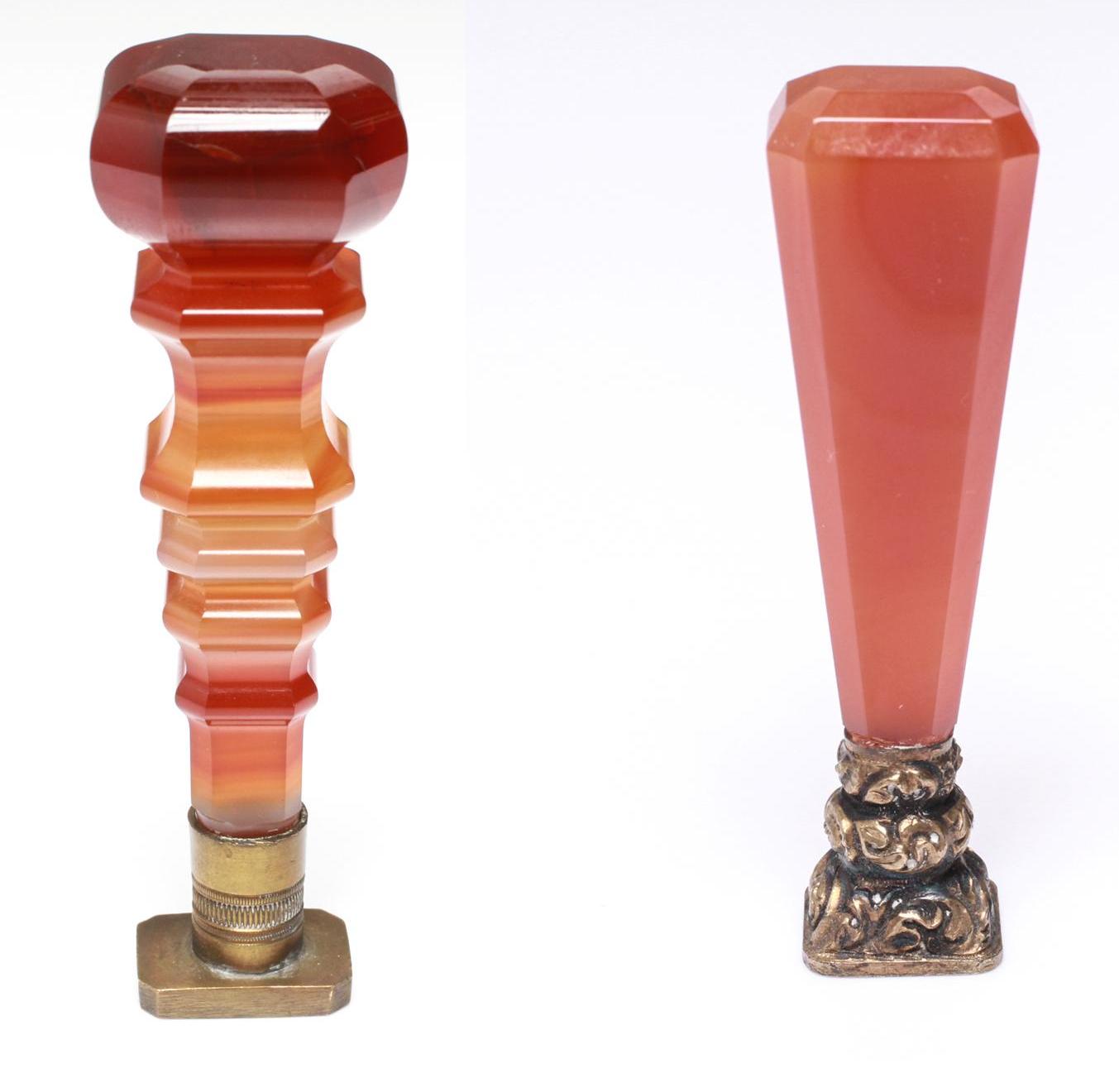 WAX SEALS CARVED CARNELIAN & BRONZE