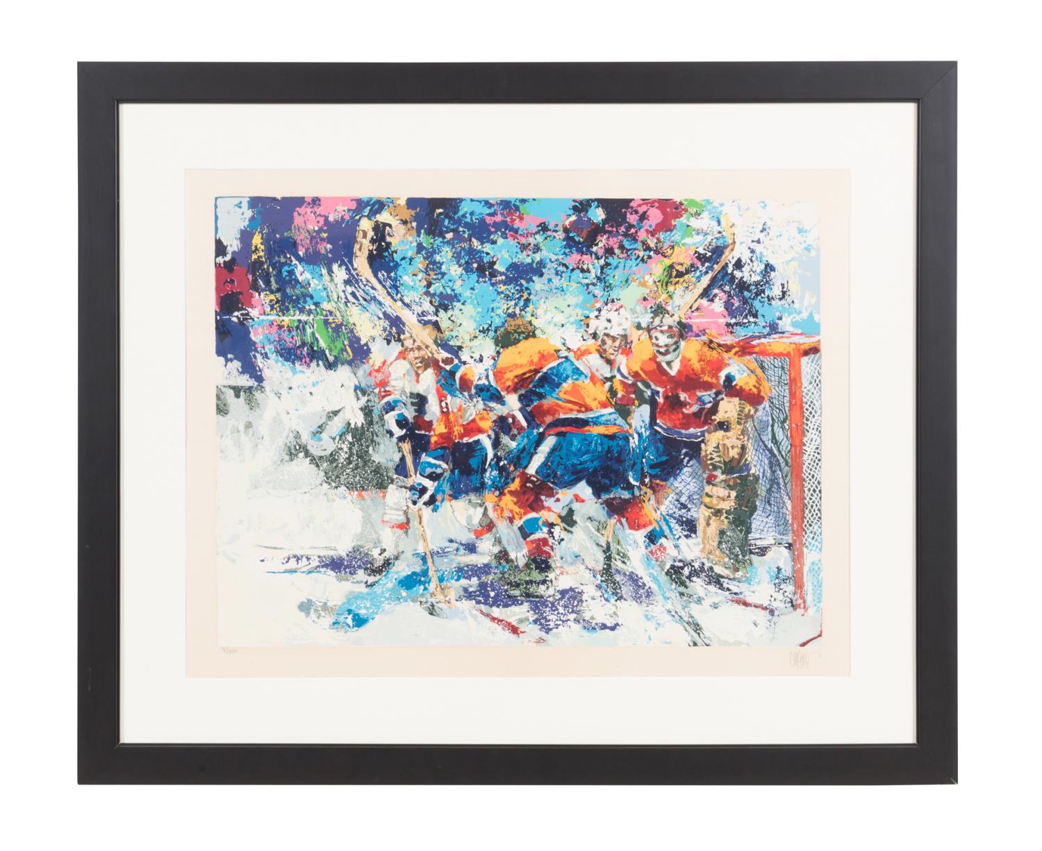 WAYLAND MOORE, "HOCKEY GAME" FRAMED