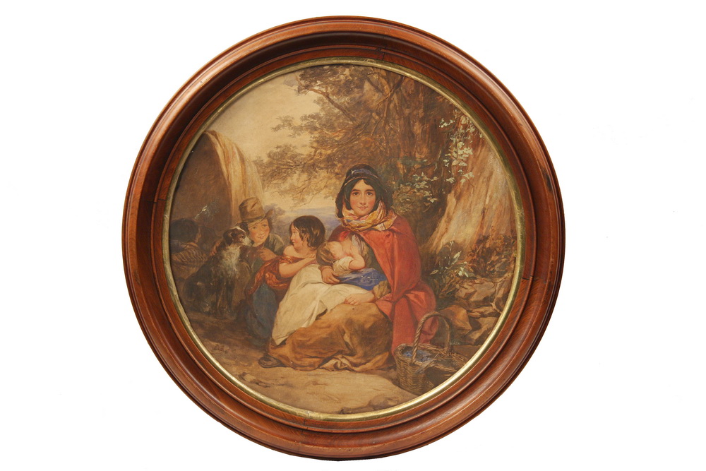 W/C - Gypsy Mother holding Infant