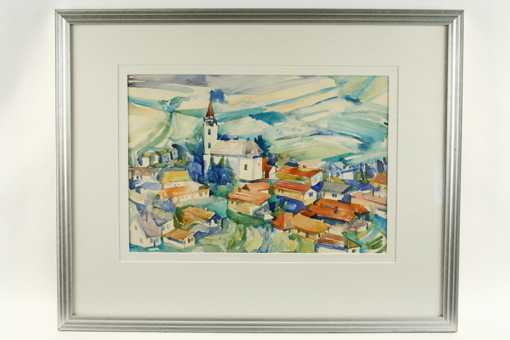 W/C - Village Scene with Church