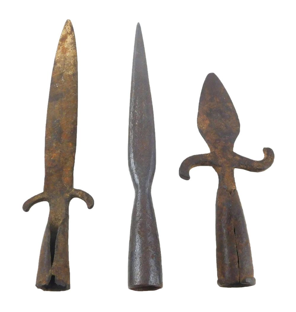 WEAPONS: THREE FORGED IRON PIKE