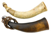 WEAPONS: TWO POWDER HORNS, ONE