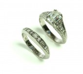 WEDDING RING SET.  Twentieth c