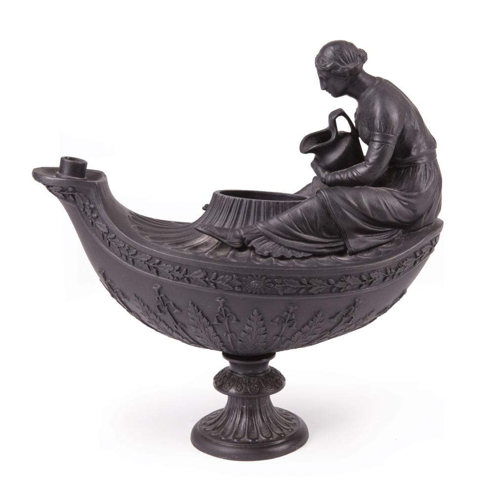 WEDGWOOD BLACK BASALT FIGURAL OIL