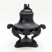WEDGWOOD BLACK BASALT LIDDED C