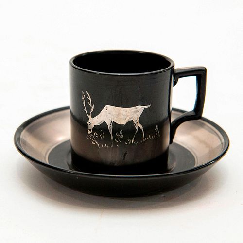 WEDGWOOD BLACK DEMITASSE CUP AND