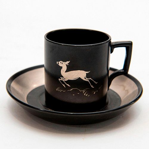 WEDGWOOD BLACK DEMITASSE CUP AND