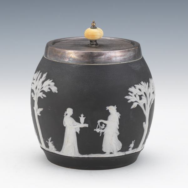 WEDGWOOD BLACK JASPER BISCUIT JAR
